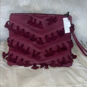 NWT Free People Sundown Wilds Leather Wristlet Clutch